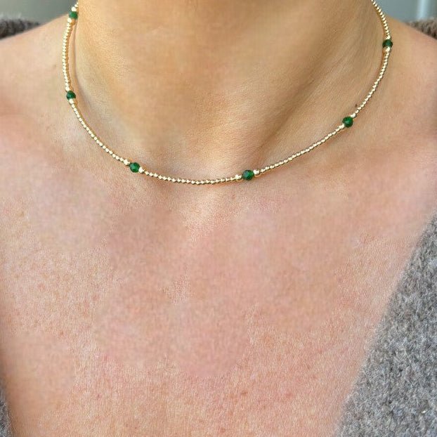 Ketting gouden kralen en edelsteen | Feestdagen | GOUD - GOLD FILLED - Kleine Zus