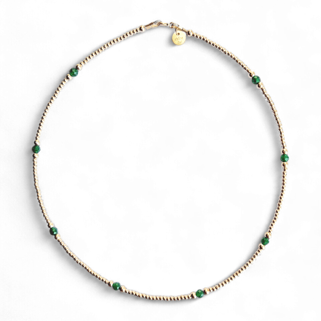 Ketting gouden kralen en edelsteen | Feestdagen | GOUD - GOLD FILLED - Kleine Zus