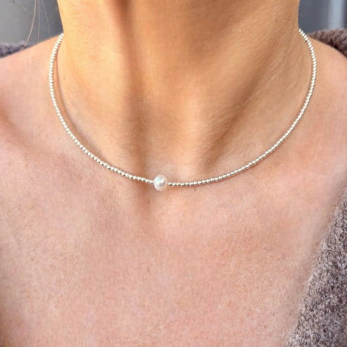 Ketting zilveren kralen en edelsteen | Feestdagen | ZILVER - Kleine Zus