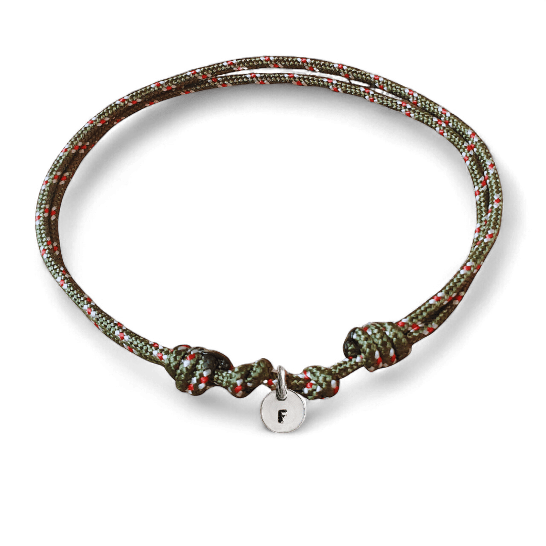 Koordarmband met letter of symbool | Heren | .925 STERLING ZILVER - Kleine Zus