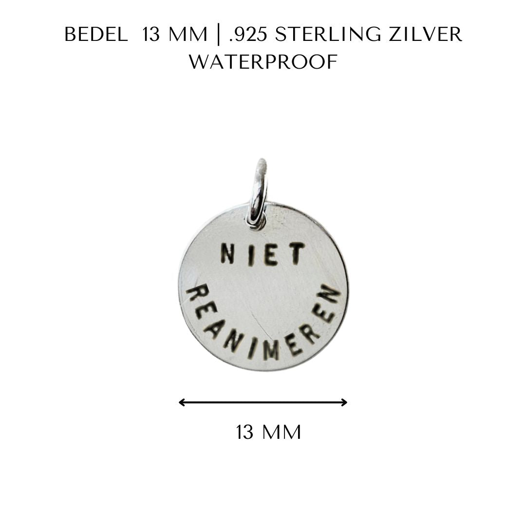 Niet reanimeren penning | 13 mm | .925 STERLING ZILVER - Kleine Zus