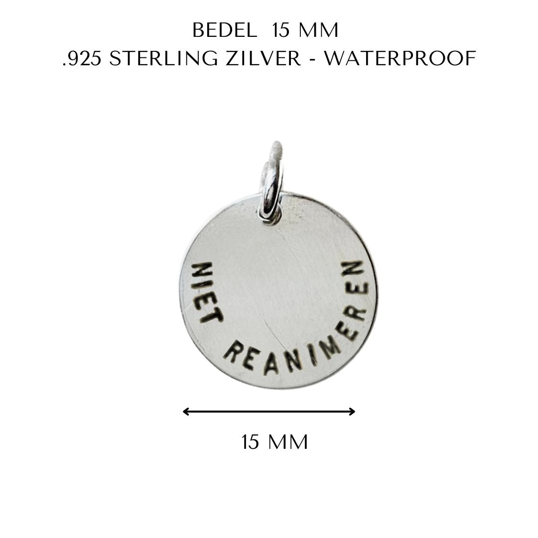 Niet reanimeren penning | 15 mm | .925 STERLING ZILVER - Kleine Zus