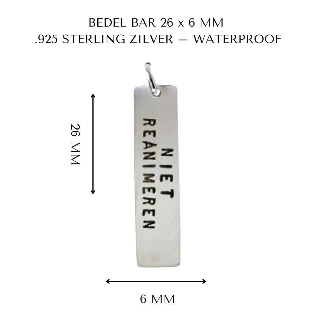 Niet reanimeren penning | Bar | .925 STERLING ZILVER - Kleine Zus