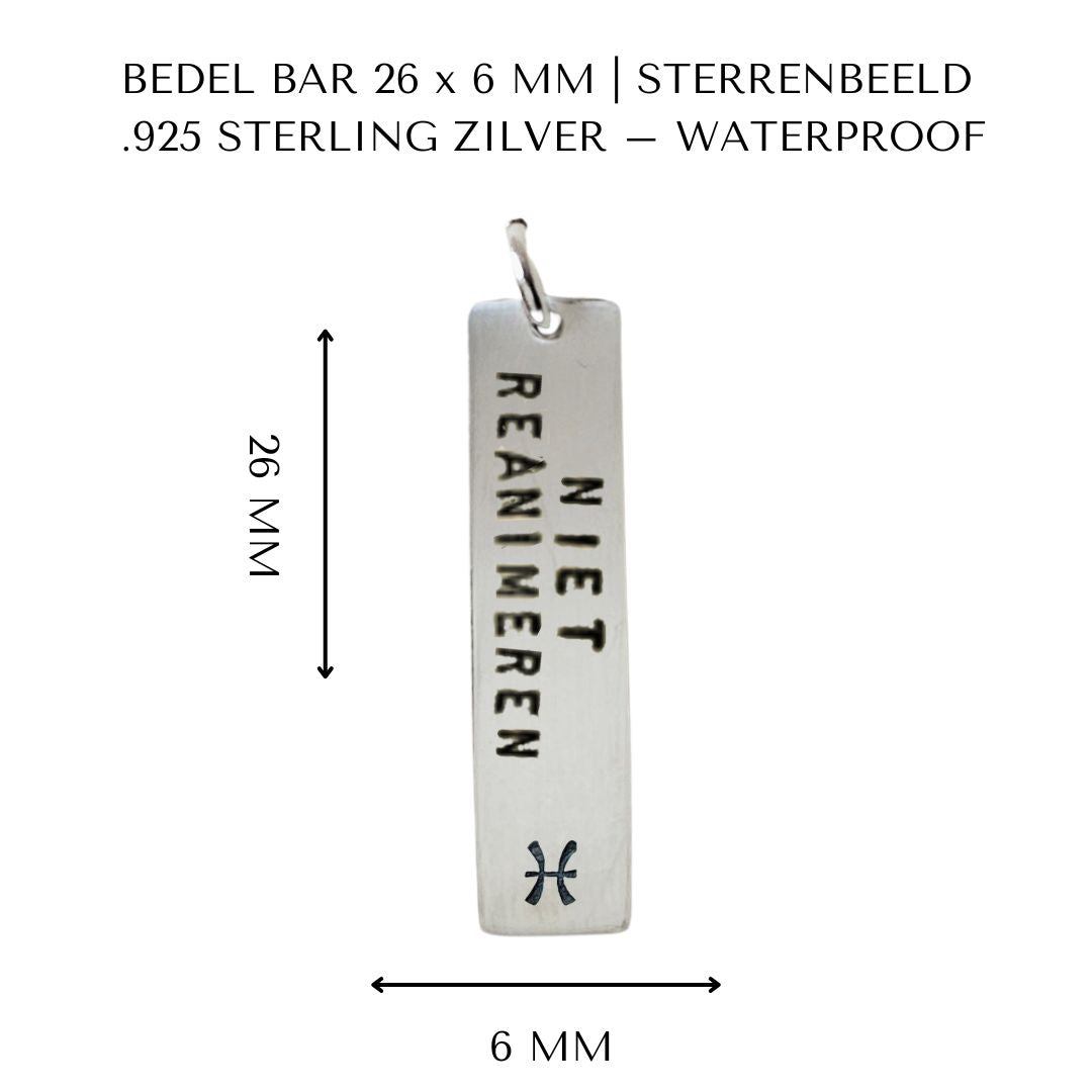 Niet reanimeren penning met sterrenbeeld | Bar | .925 STERLING ZILVER - Kleine Zus
