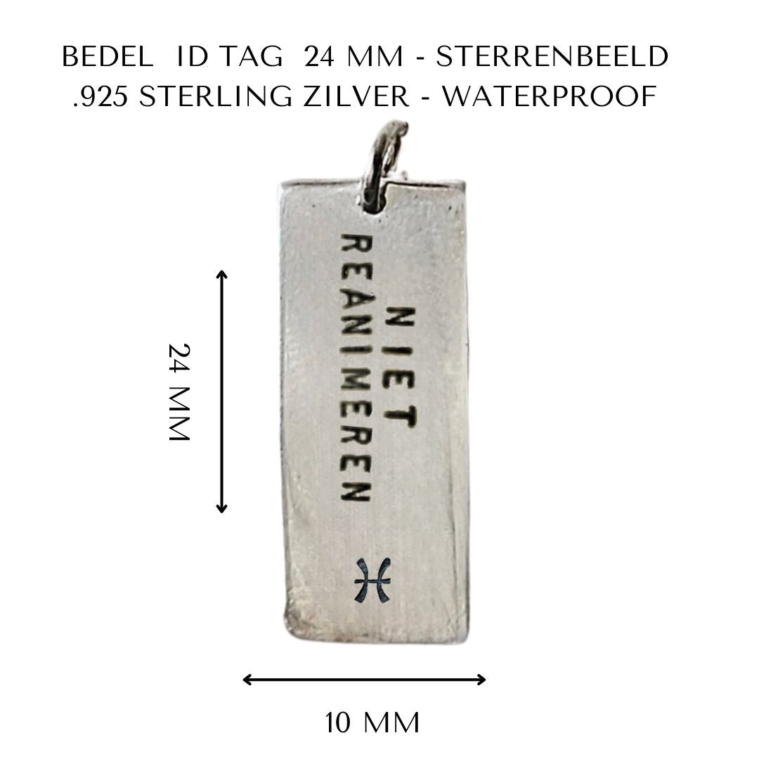 Niet reanimeren penning met sterrenbeeld | Tag | .925 STERLING ZILVER - Kleine Zus