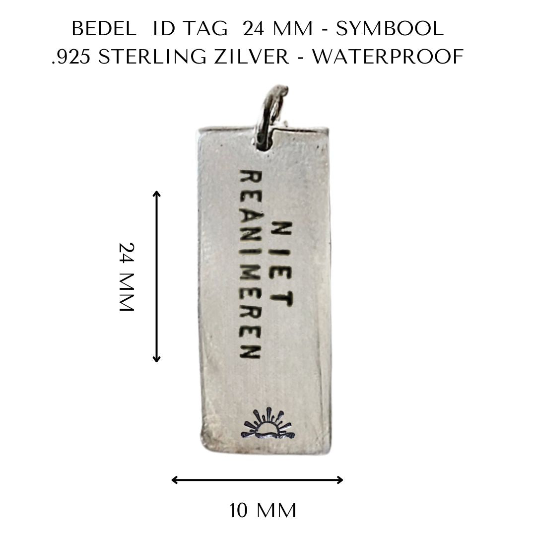 Niet reanimeren penning met symbool | Tag | .925 STERLING ZILVER - Kleine Zus