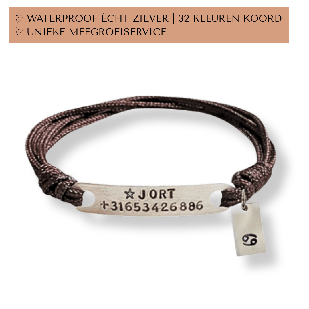 SOS Armband met sterrenbeeld | Mat | .925 STERLING ZILVER - Kleine Zus