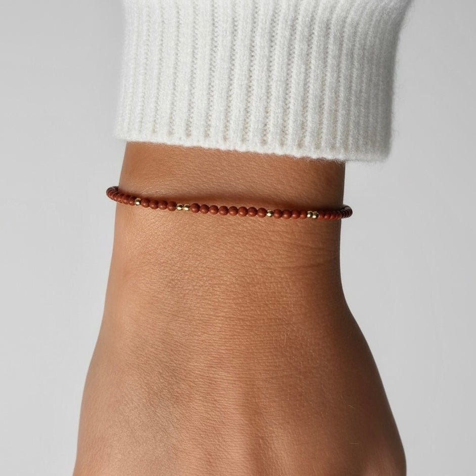 Armband dames goud - edelsteen | rode Jaspis | GOUD - GOLD FILLED - Kleine Zus