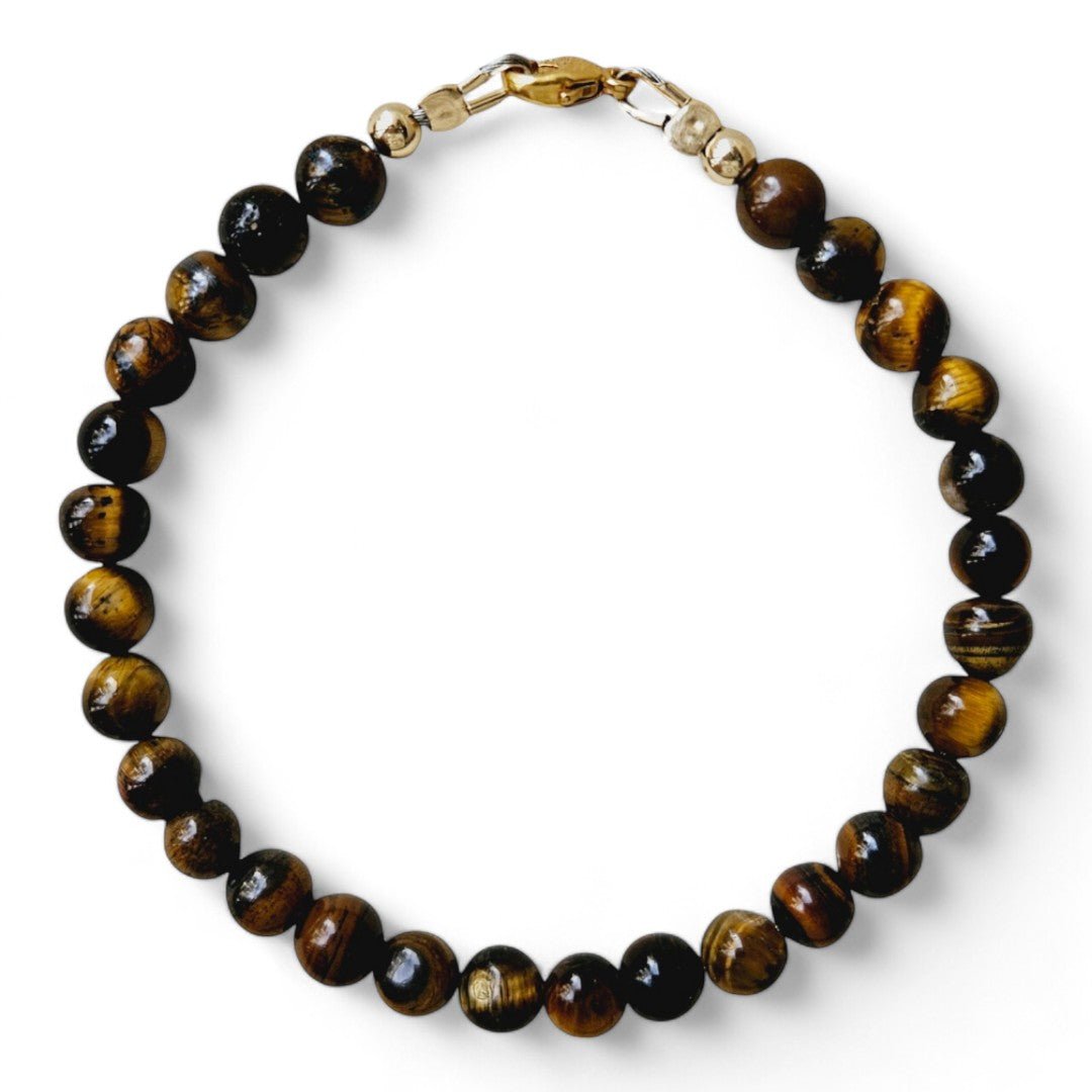 Armband heren goud Ian met 6mm natuursteenkralen tijgeroog