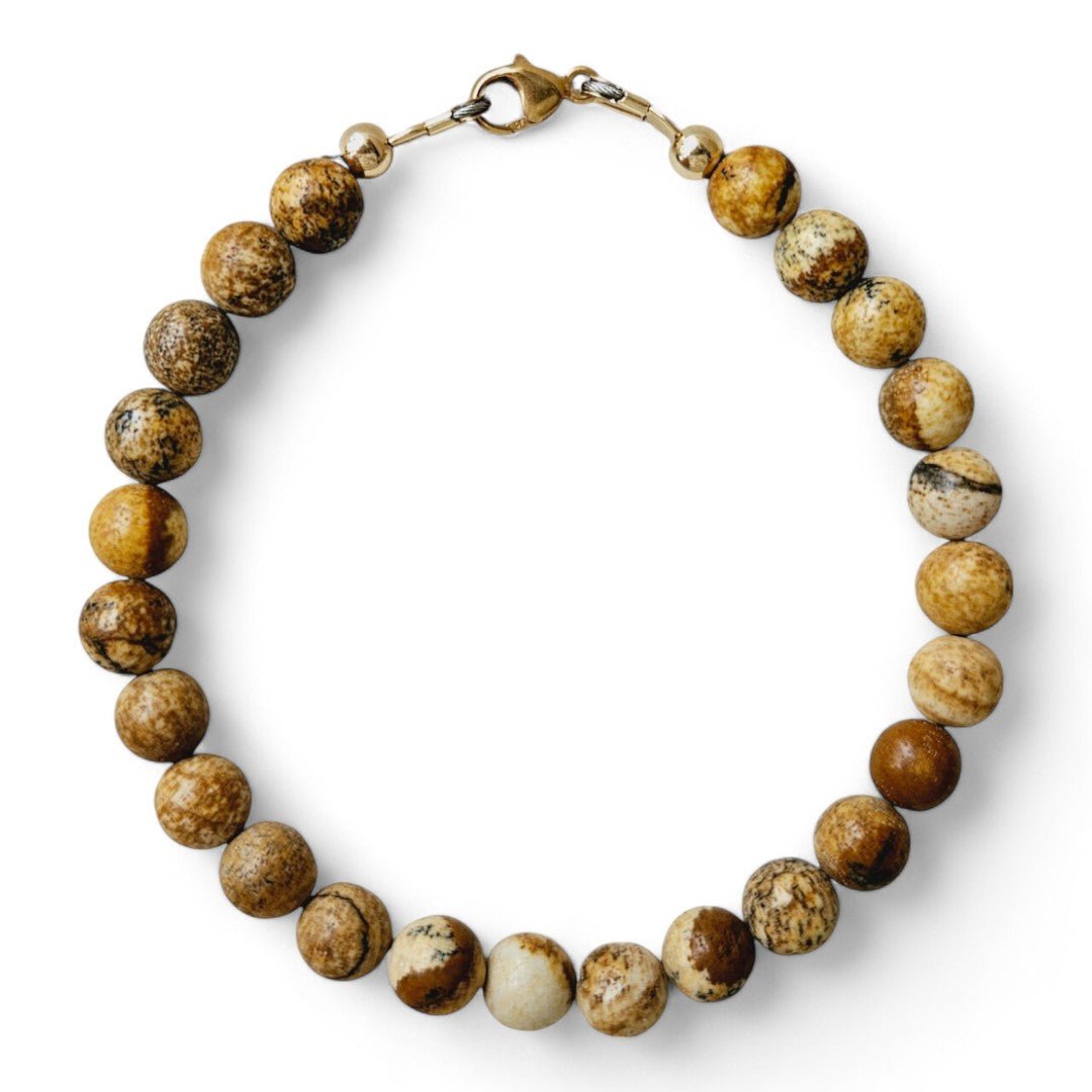 Armband heren goud James met 6mm natuursteenkralen picture Jaspis