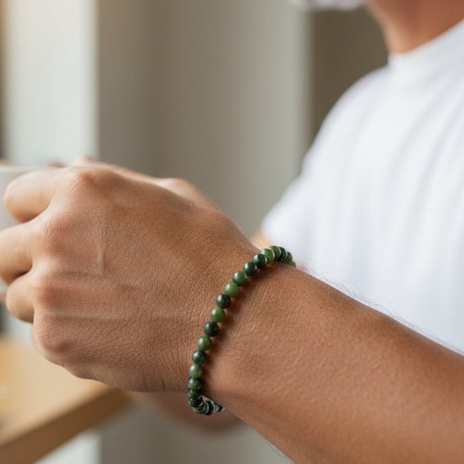 Armband groene jade 4 mm | Liefde & verbondenheid | .925 STERLING ZILVER - Kleine Zus