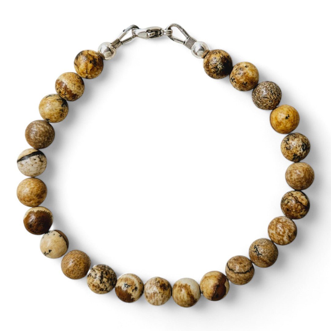 Armband heren zilver James met 6mm natuursteenkralen picture Jaspis