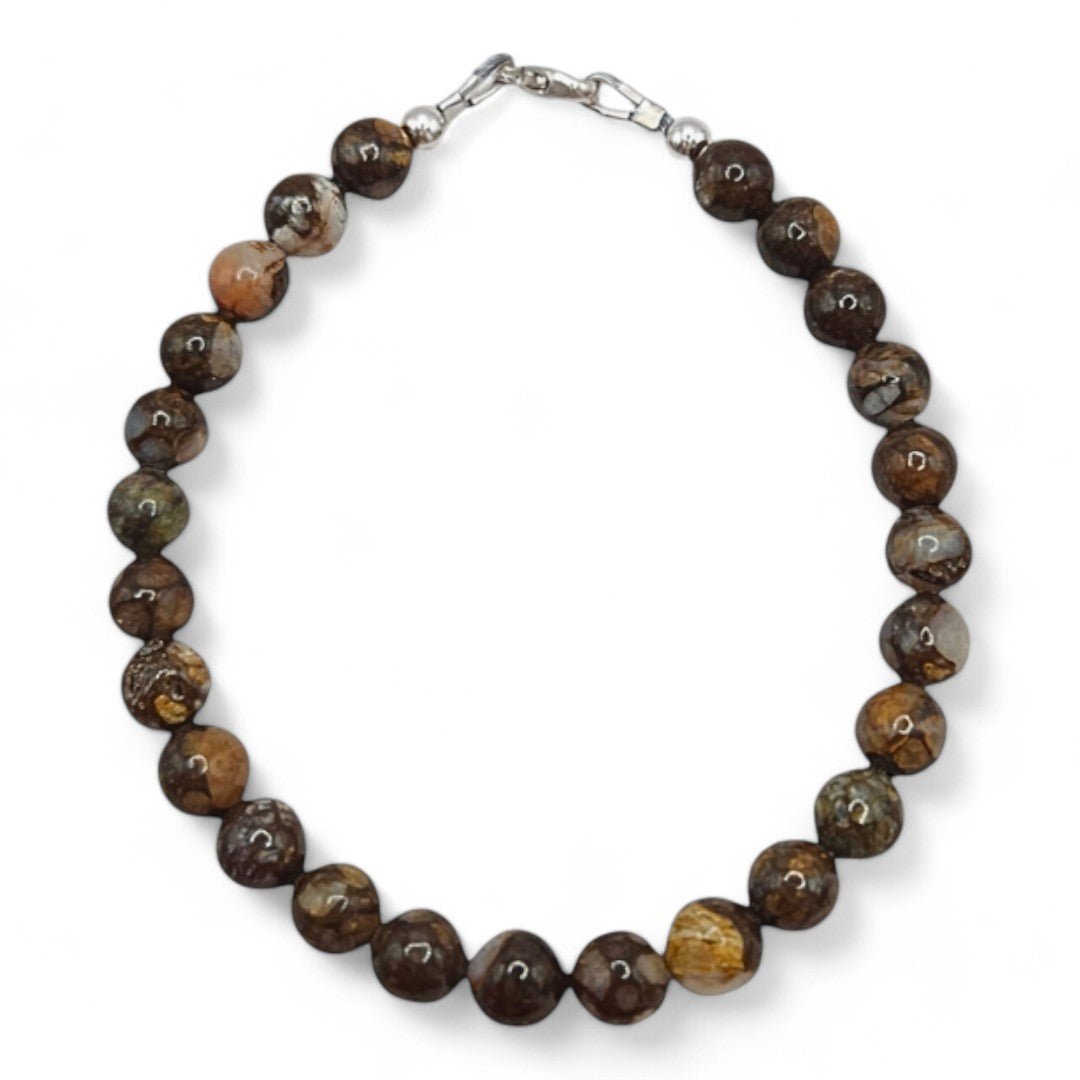 Armband heren zilver Hans met 6mm natuursteenkralen Afrikaanse opaal