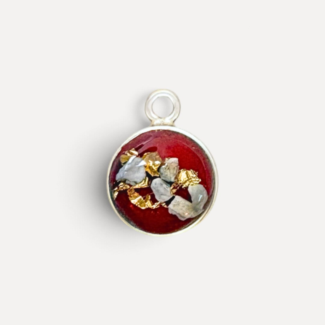 Ashanger sterling zilver handgemaakt met as rood