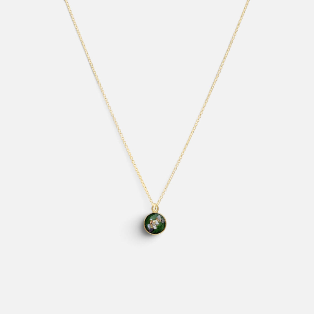 as ketting 14k gold filled goud met ashanger handgemaakt donker olijf