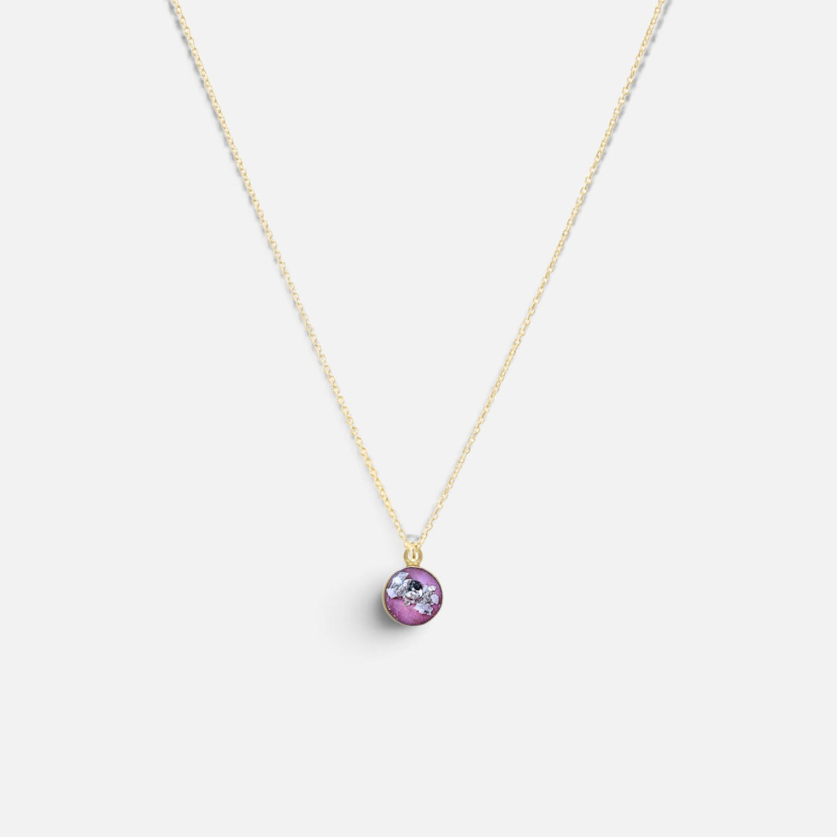 as ketting 14k gold filled goud met ashanger handgemaakt lila