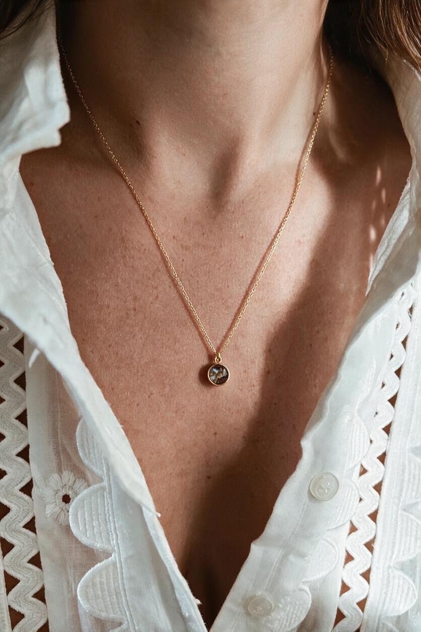As ketting met ashanger | GOUD - GOLD FILLED - ROESTBRUIN PARELMOER - Kleine Zus