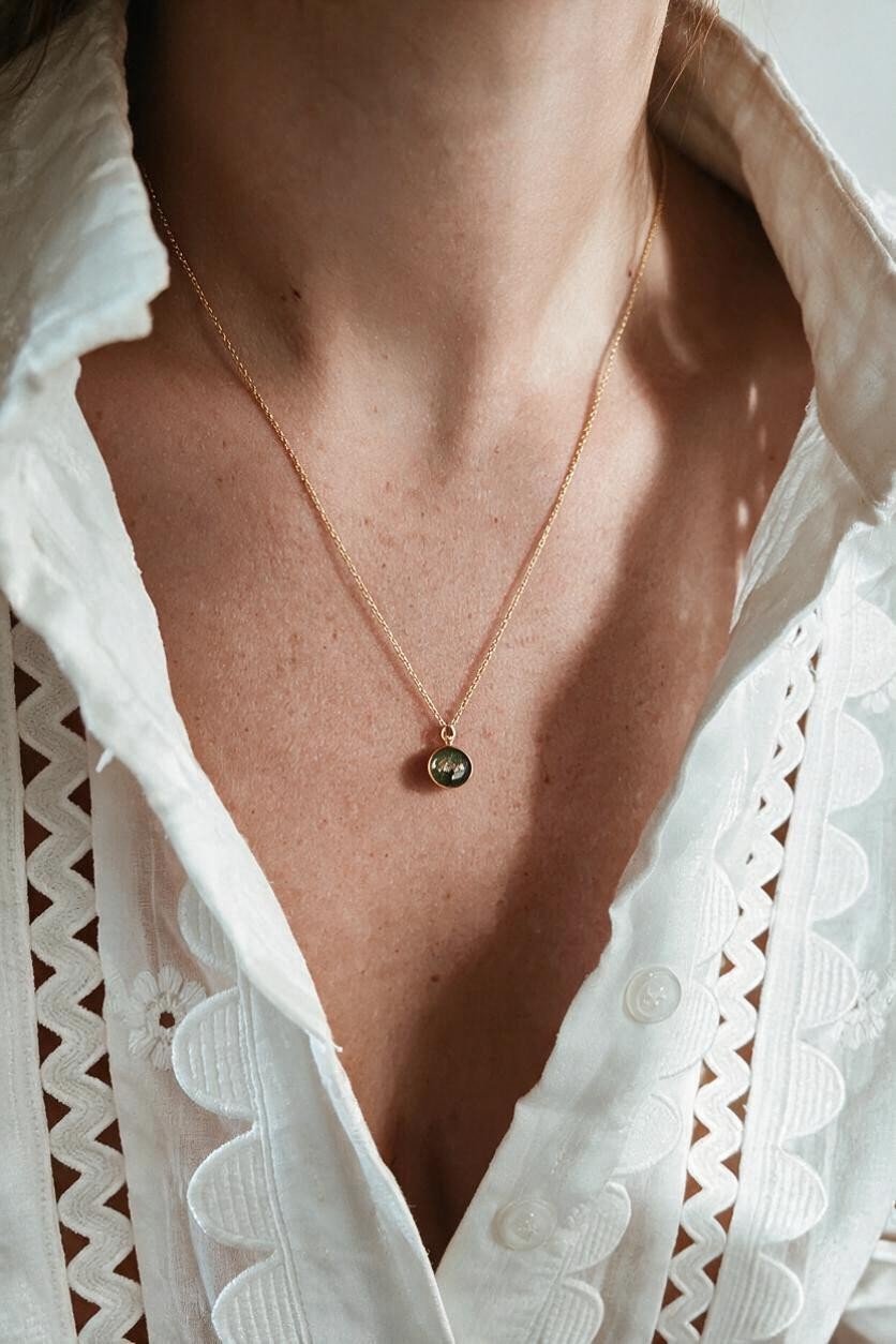 As ketting met ashanger | GOUD - GOLD FILLED - OLIJF PARELMOER - Kleine Zus