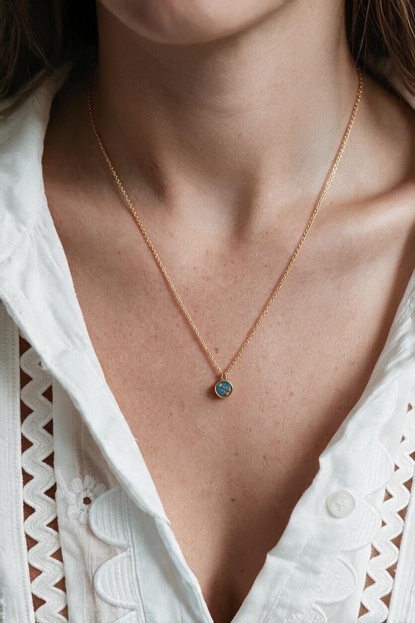 As ketting met ashanger | GOUD - GOLD FILLED - TURQUOISE - Kleine Zus