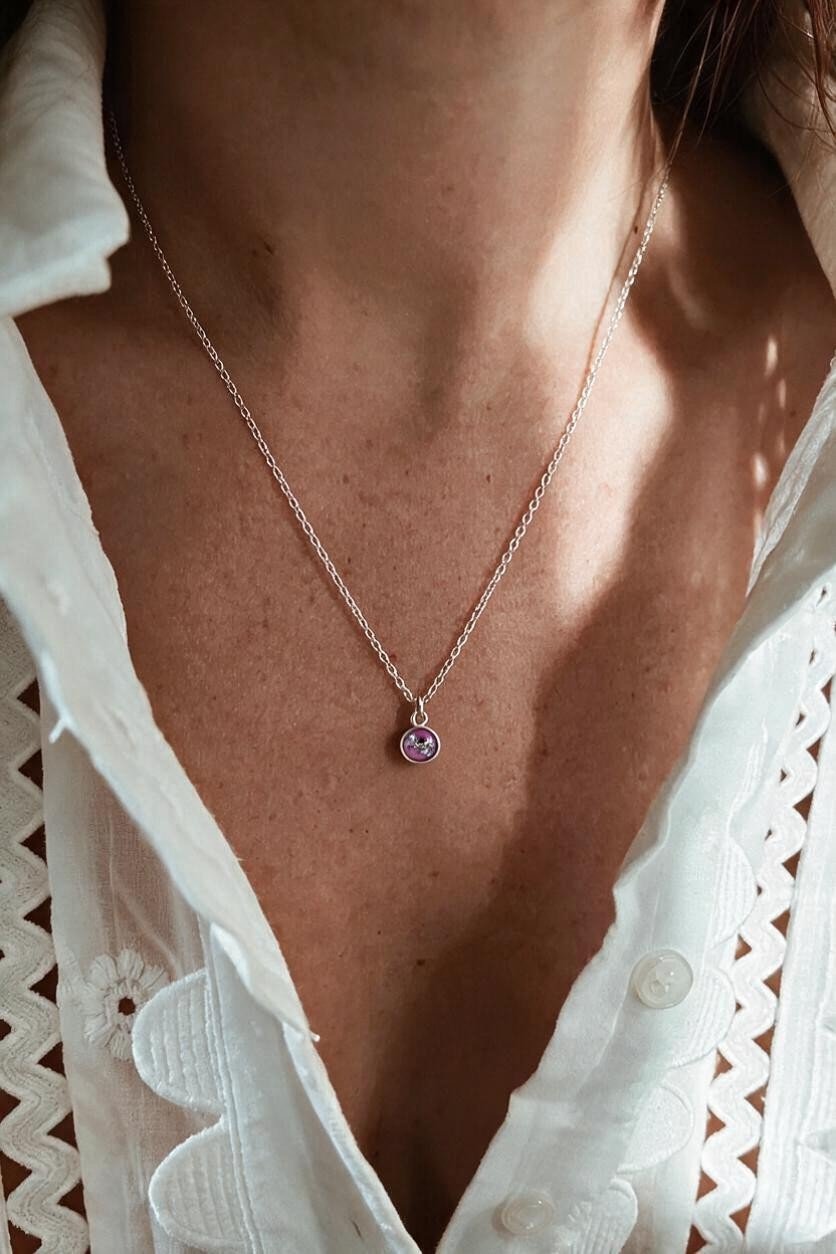 As ketting met as hanger | .925 STERLING ZILVER - LILA - Kleine Zus