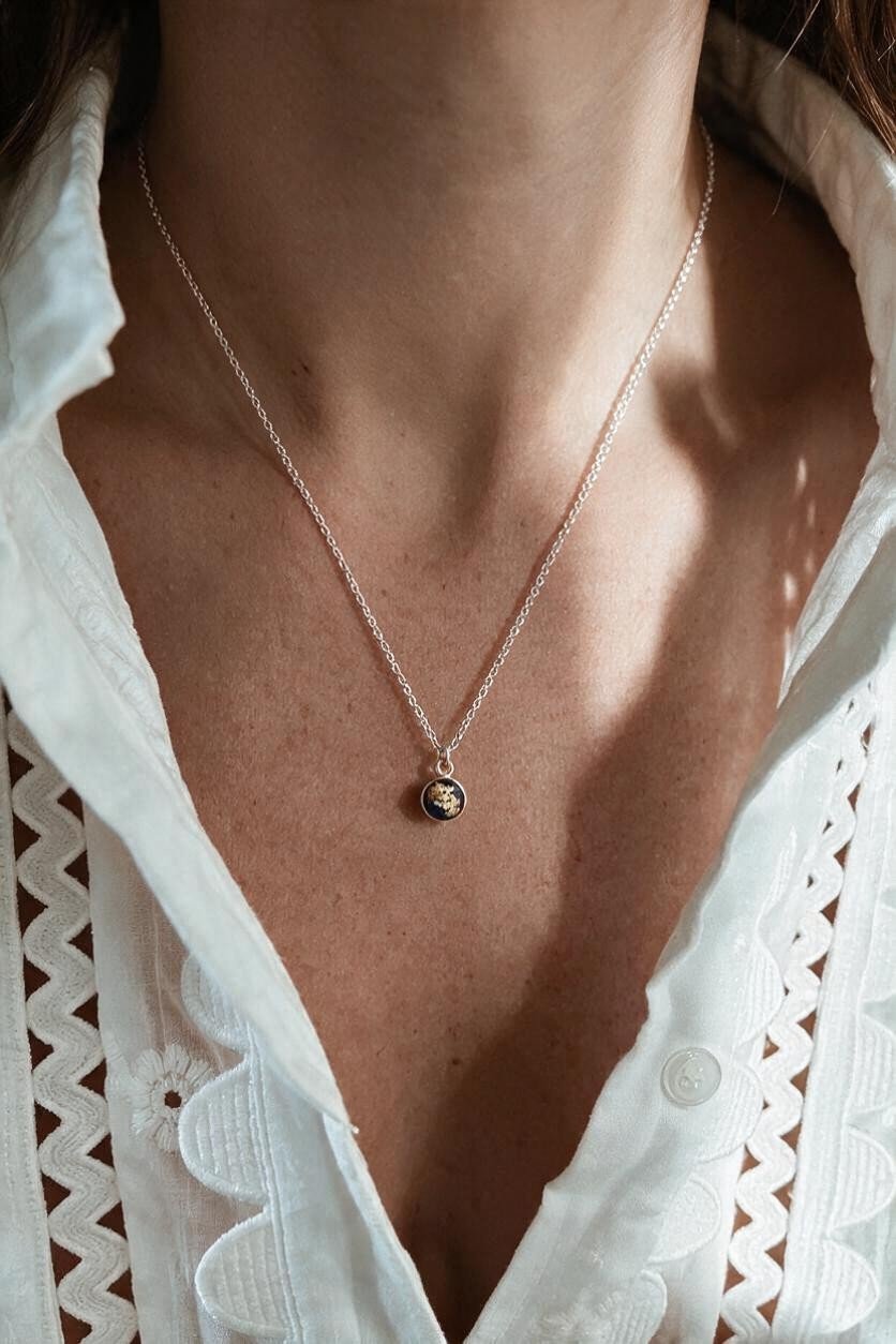 As ketting met as hanger | .925 STERLING ZILVER - MARINEBLAUW - Kleine Zus