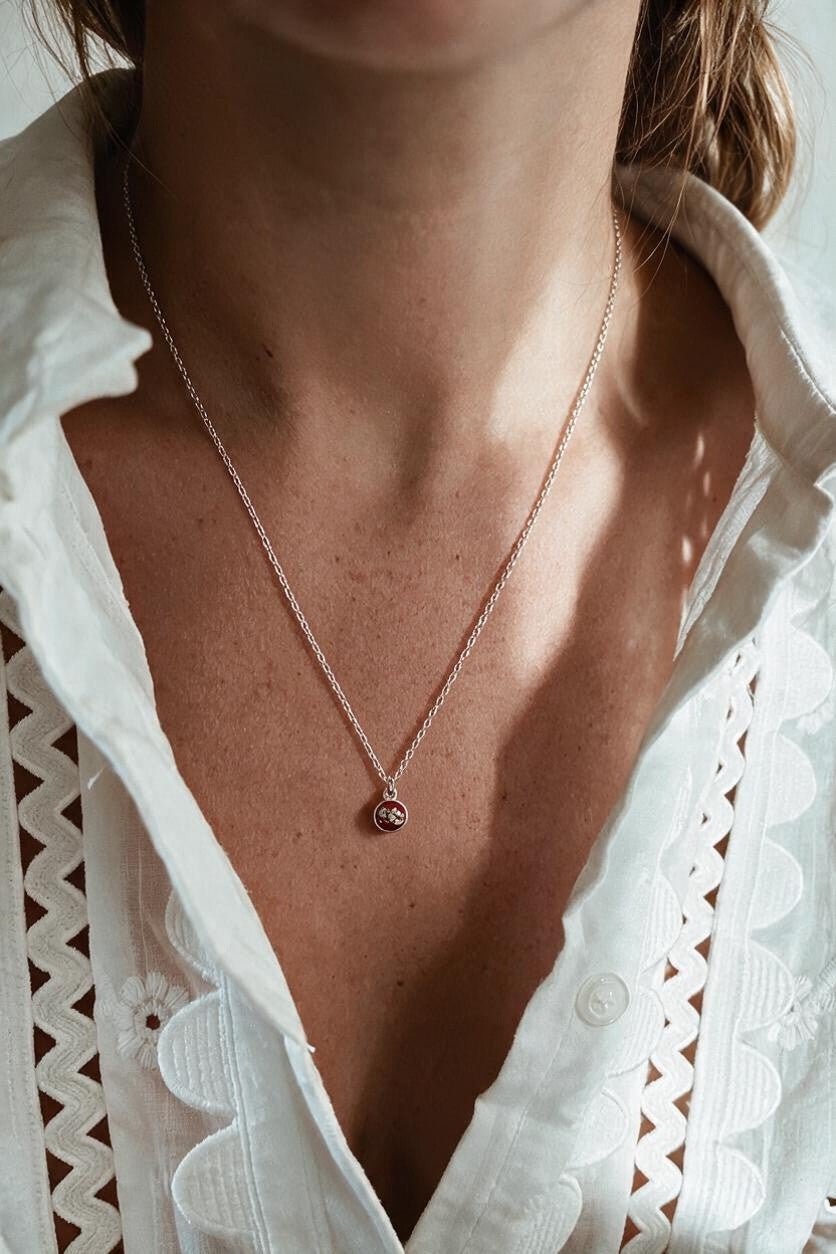 As ketting met as hanger | .925 STERLING ZILVER - ROOD - Kleine Zus