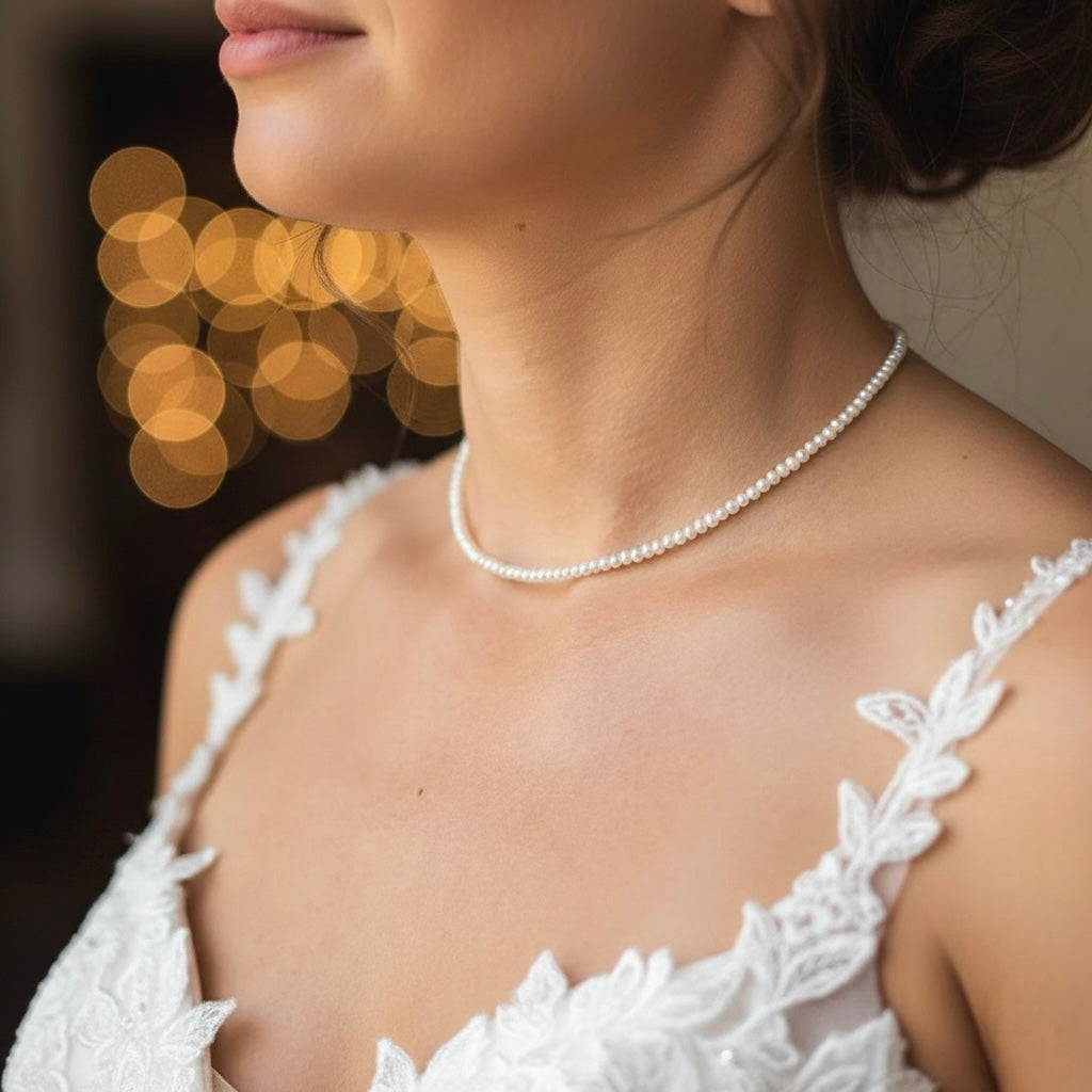 Prachtige ketting met 3mm zoetwaterparels