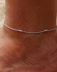 Enkelbandje koord | Zilveren kraaltjes | .925 STERLING ZILVER - Kleine Zus
