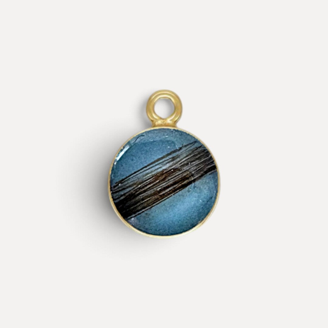 Haarlok hanger 14k gold filled goud handgemaakt blauw