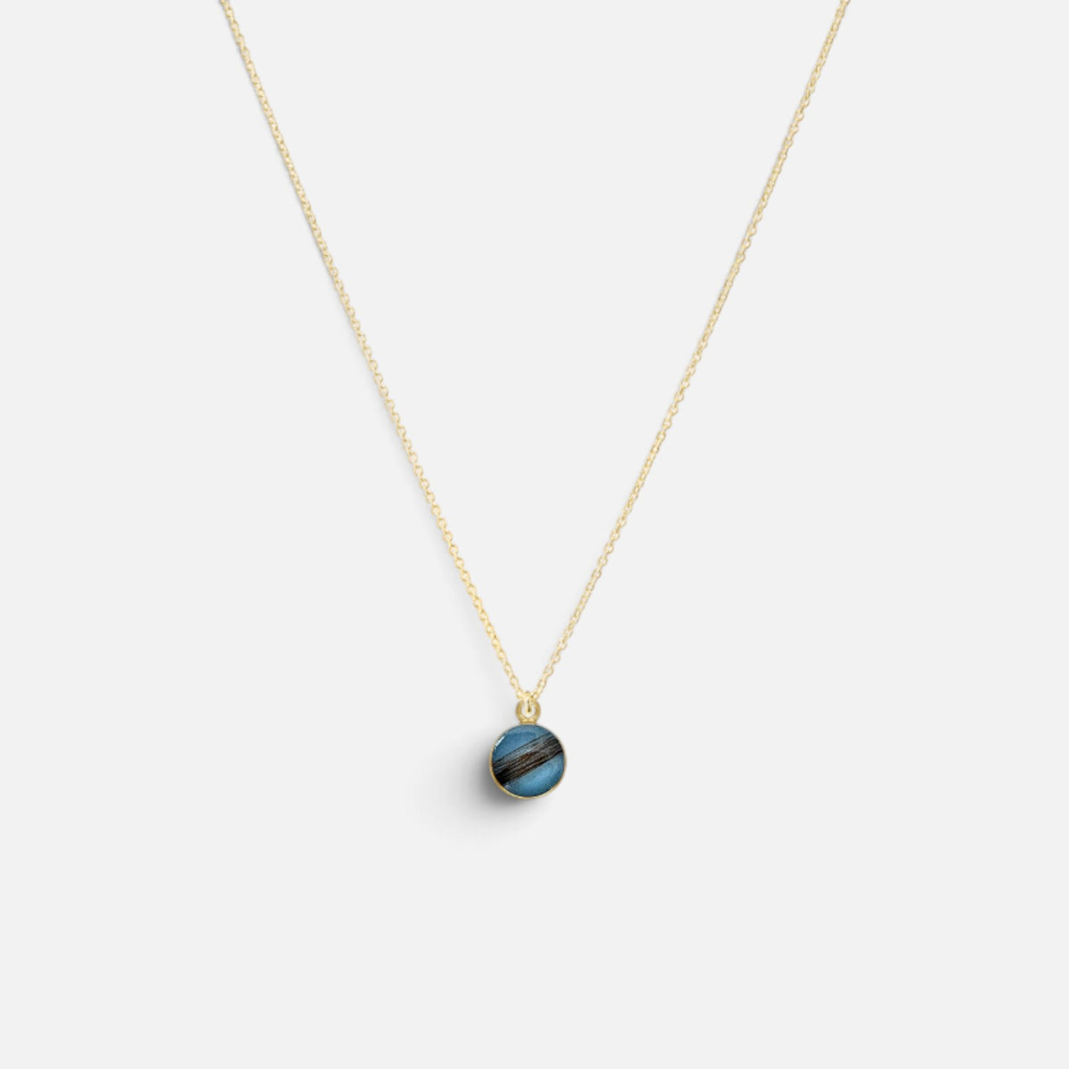Haarlok ketting 14k gold filled goud met haarlok hanger handgemaakt blauw