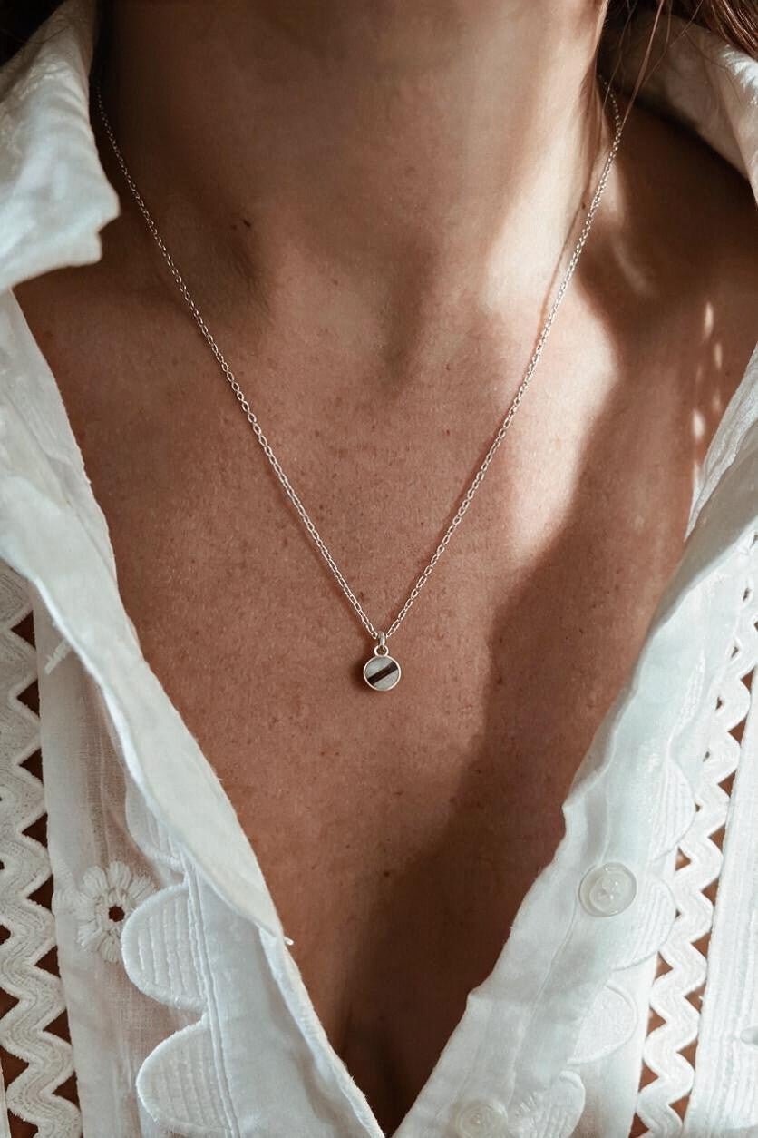 As ketting met hanger met as en haarlok | .925 STERLING ZILVER - WIT - Kleine Zus
