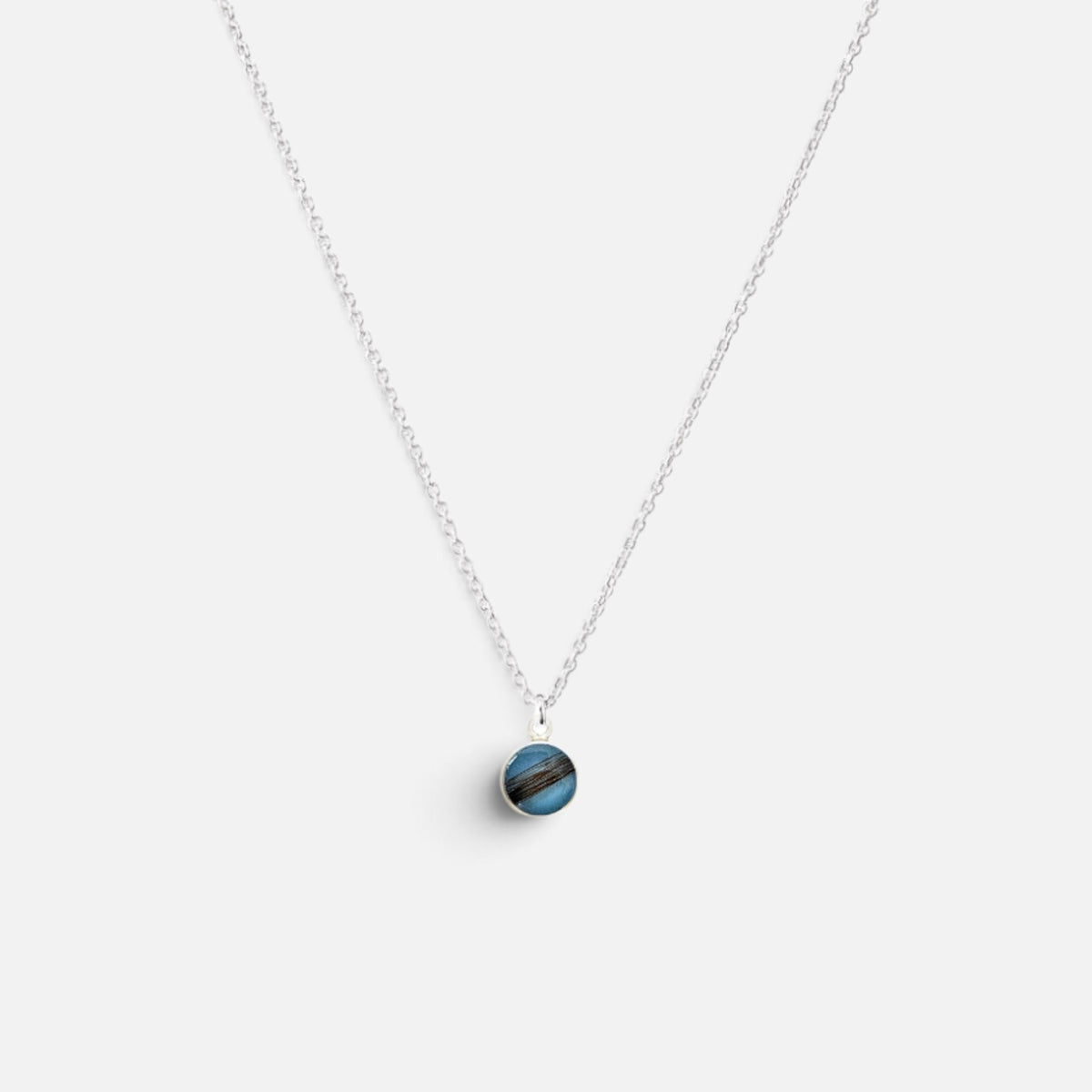 Haarlok ketting met haarlokhanger | .925 STERLING ZILVER - BLAUW - Kleine Zus