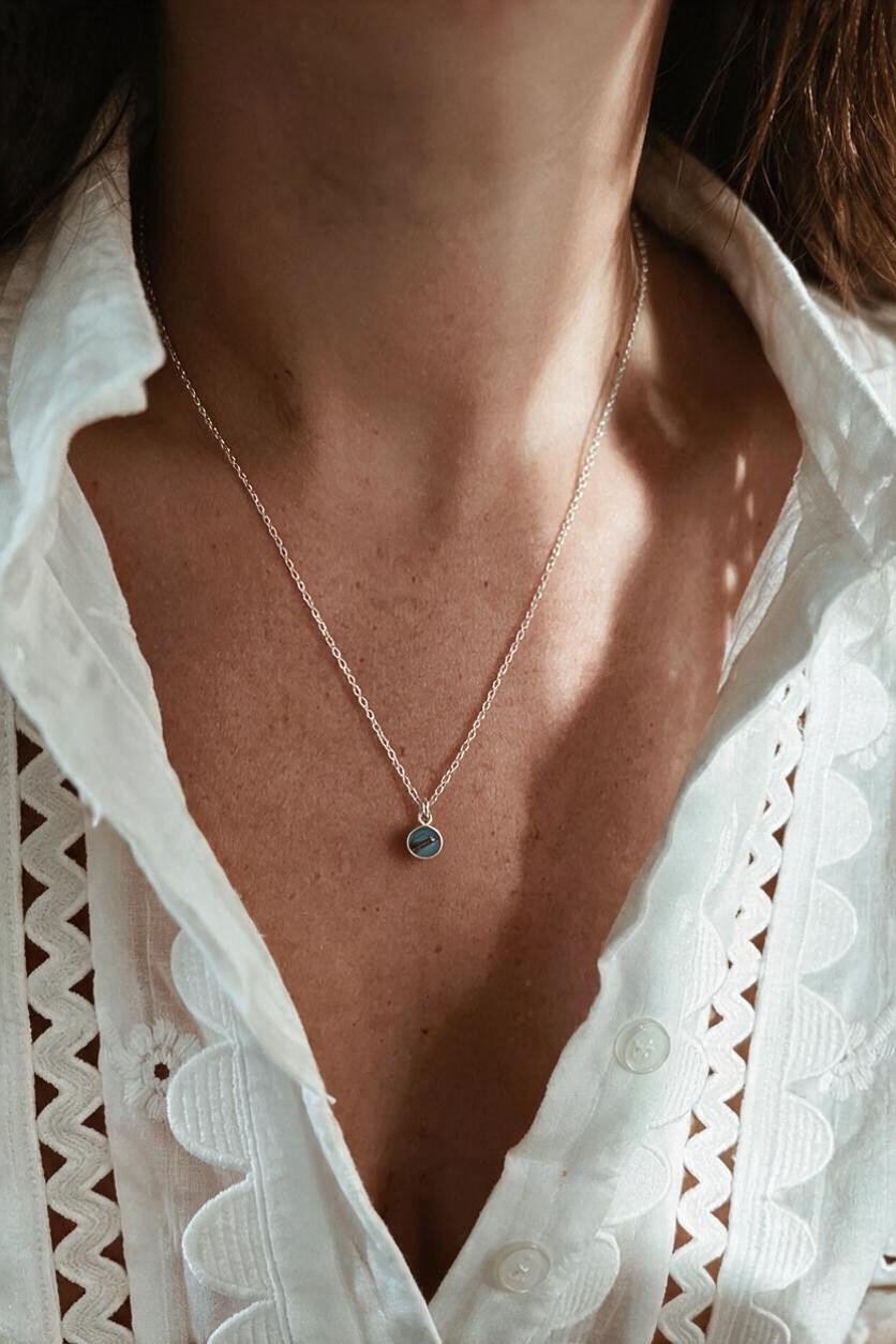 Haarlok ketting met haarlokhanger | .925 STERLING ZILVER - BLAUW - Kleine Zus