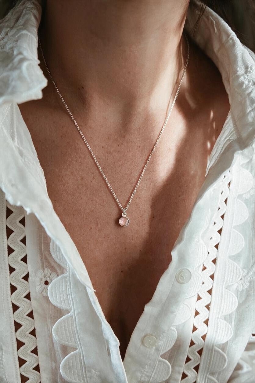 Haarlok ketting met haarlokhanger | .925 STERLING ZILVER - ROZE - Kleine Zus