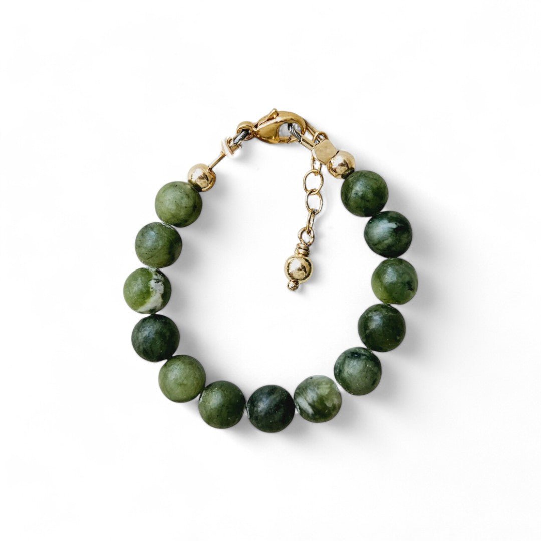 Gouden jongens armbandje Midas met 6mm natuursteenkralen taiwan jade