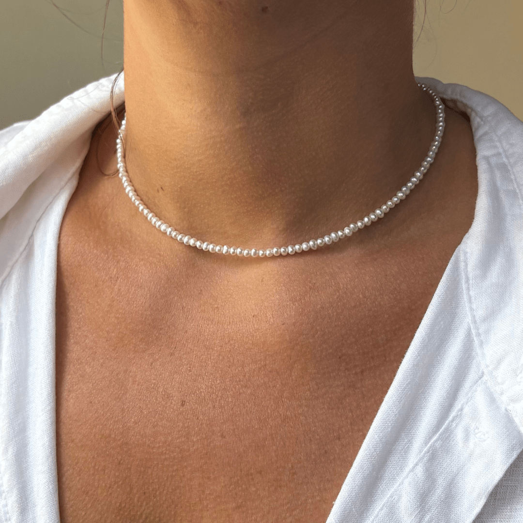 Zilveren dames ketting met zoetwaterparels