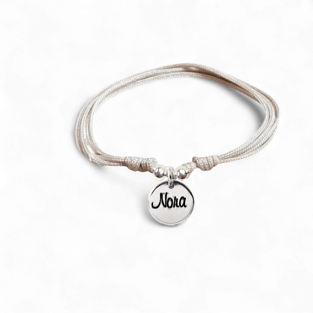 Zilveren koordarmbandje met naam