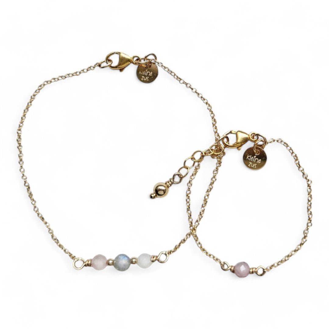 Moeder dochter armband goud met geboortesteen