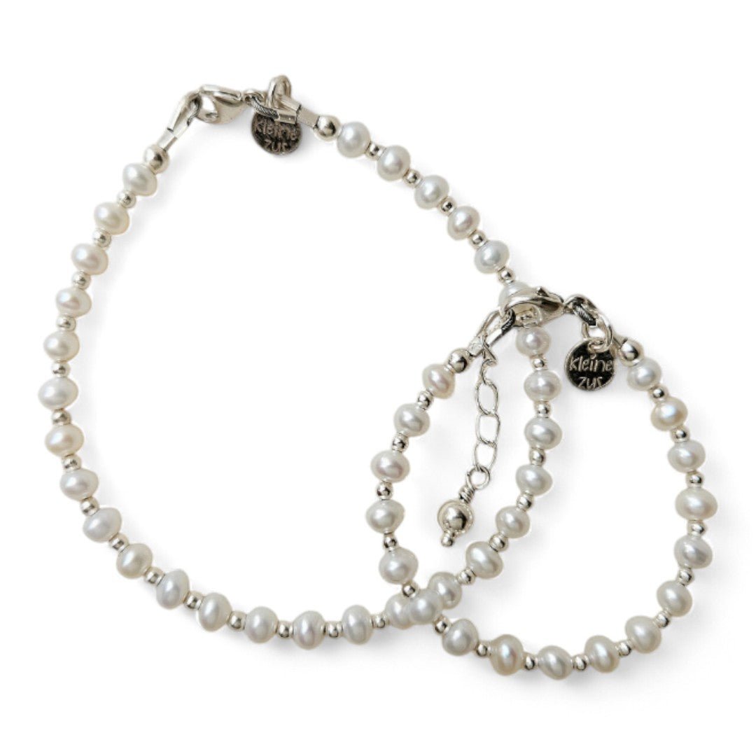 Moeder dochter armband zilver Lauren met parels